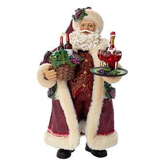 Kurt Adler Santa & Wine Basket Christmas Table Decor