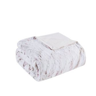 Madison Park Sachi Oversized Marble Print Faux Fur Throw Blanket