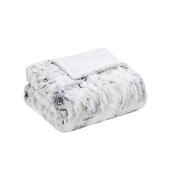 Madison Park Sachi Oversized Marble Print Faux Fur Throw Blanket