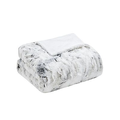 Madison Park Sachi Oversized Marble Print Faux Fur Throw Blanket
