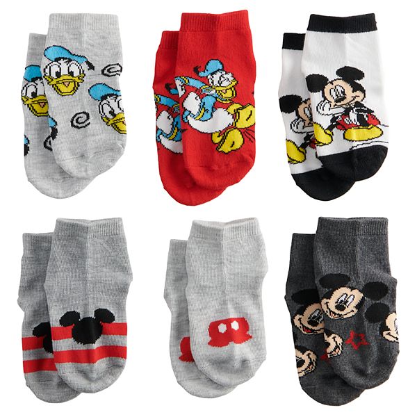 Mickey Mouse Funhouse Ankle Socks Pack 6 Pair Safety Toe Grip Disney Junior  Baby