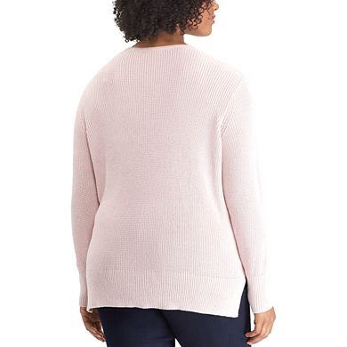 Plus Size Chaps Chevron V-Neck Sweater