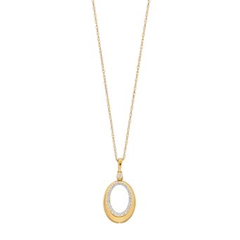 Diamond Medley 14k Gold Over Silver 1/5 Carat T.W. Diamond Oval Pendant