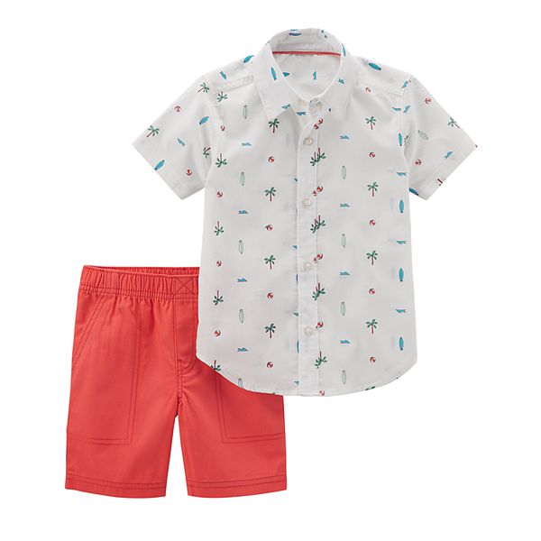 Toddler Boy Carter's Surfer Shirt & Solid Shorts Set