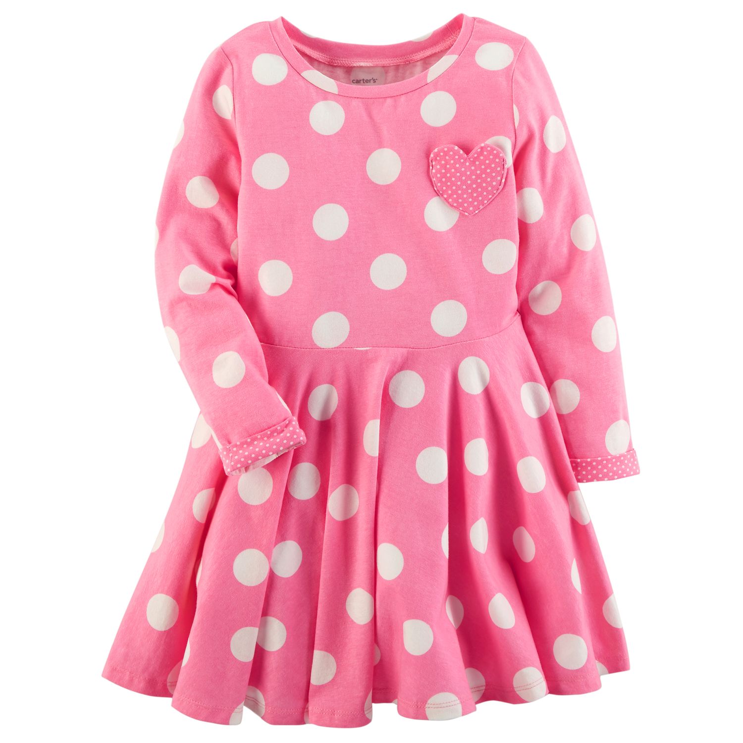 pink dress with white polka dots