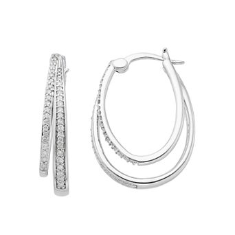 Sterling Silver 1/3 Carat T.W. Diamond Double U-Hoop Earrings