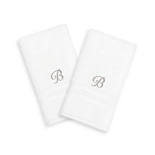 Linum Home Textiles SilverTone Denzi Single Letter Script 2pack