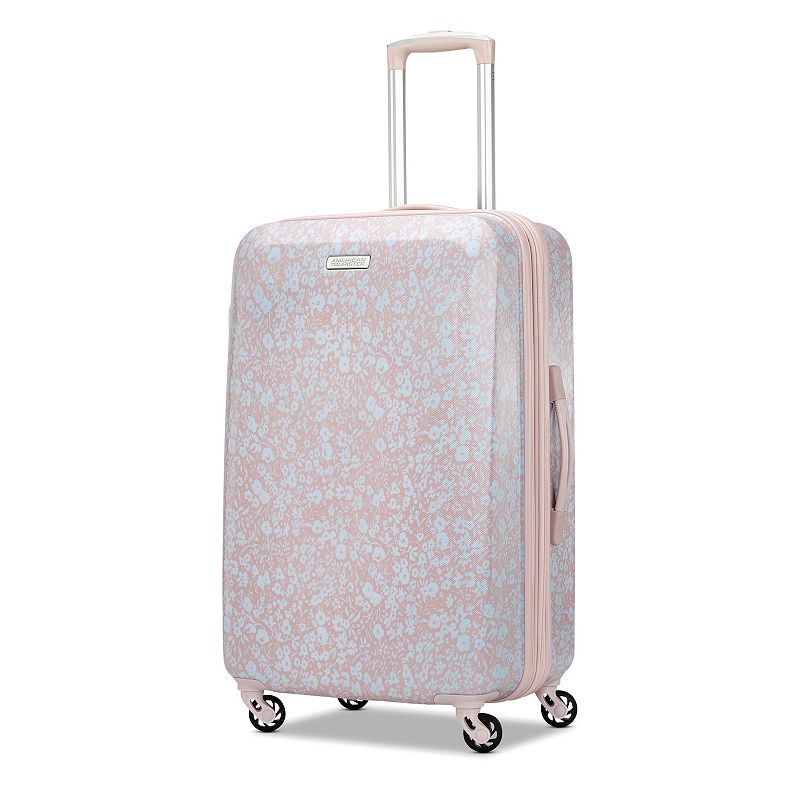 American Tourister Burst Max Printed Hardside Spinner Luggage, Med Pink, 24