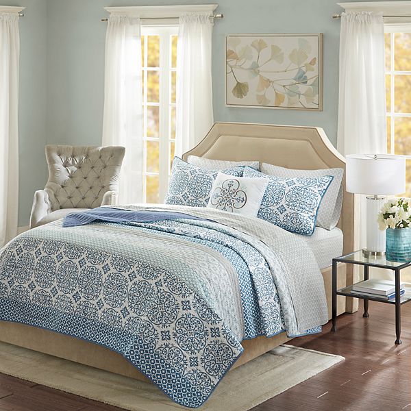 Madison Park Essentials Nova 6-Piece Quilt Set with Cotton Sheets and ...