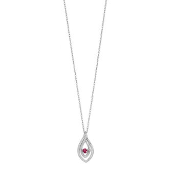 Sterling Silver Lab-Created Ruby & White Sapphire Marquise Pendant