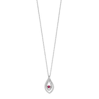 LOVEABLES Sterling Silver Lab-Created Ruby & White Sapphire Marquise Pendant