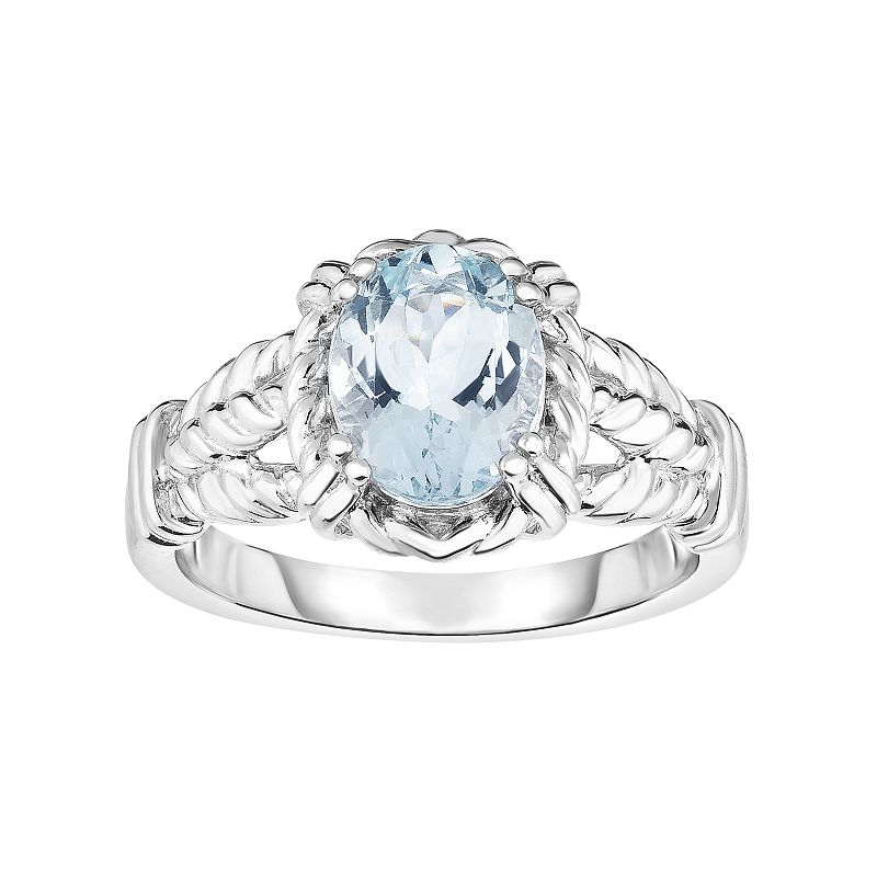 76161980 Sterling Silver Aquamarine Oval Ring, Womens, Size sku 76161980