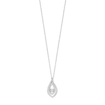 Sterling Silver Lab-Created Opal & White Sapphire Marquise Pendant