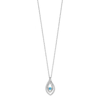 Sterling Silver Blue Topaz & Lab-Created White Sapphire Marquise Pendant
