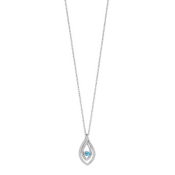 LOVEABLES Sterling Silver Blue Topaz & Lab-Created White Sapphire Marquise Pendant