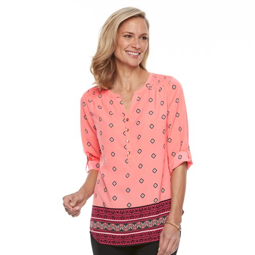 Women's Croft & Barrow® Smocked Printed Top