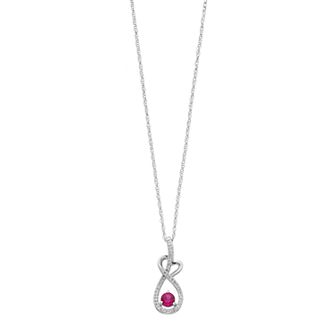 Sterling Silver Lab-Created Ruby & White Sapphire Heart Pendant