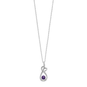 Sterling Silver Amethyst & Lab-Created White Sapphire Heart Pendant