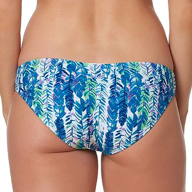 Women's Pink Envelope Palm Leaf Cinch-Back Hipster Bikini Bottoms