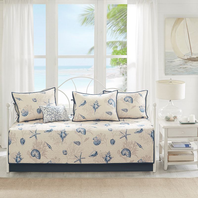 Madison Park 6-piece Nantucket Coastal Daybed Set with Throw Pillow, Blue, 