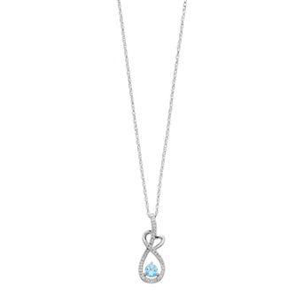 LOVEABLES Sterling Silver Blue Topaz & Lab-Created White Sapphire Heart Pendant