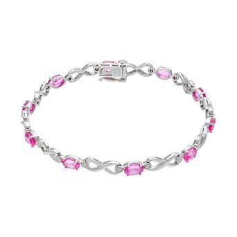 Sterling Silver Lab-Created Pink Sapphire Infinity Bracelet
