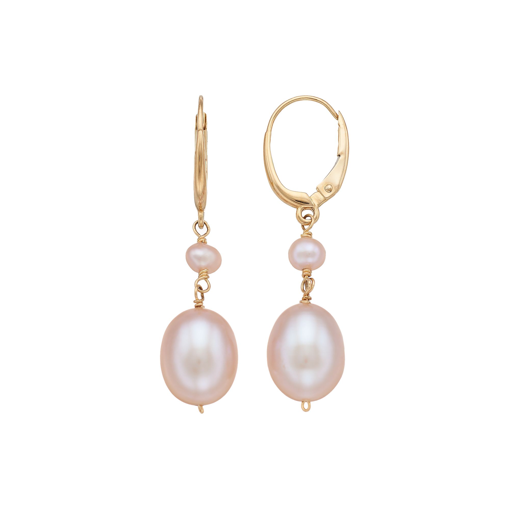 Jewelmak 14k Gold Cultured Freshwater Pearl Leverback Drop Earrings, Women