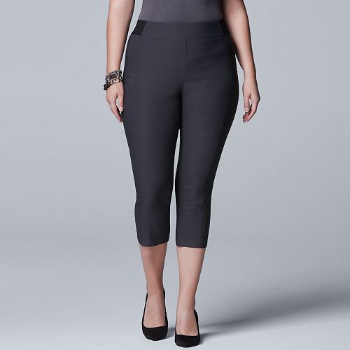 Plus Size Simply Vera Vera Wang Seamed Twill Capris