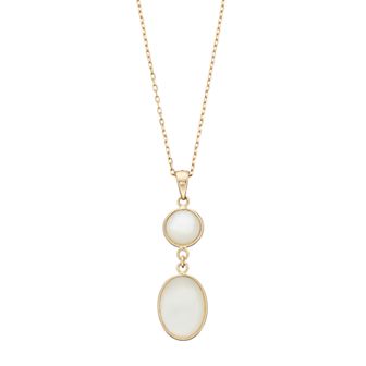 Jewelmak 14k Gold Mother-of-Pearl Geometric Pendant Necklace