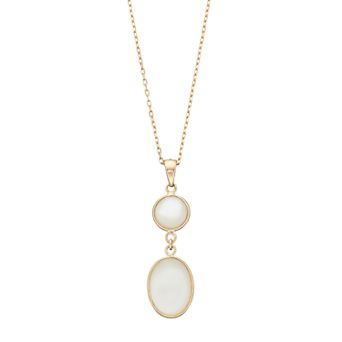 Jewelmak 14k Gold Mother-of-Pearl Geometric Pendant Necklace