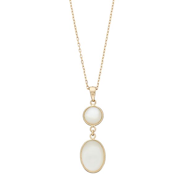 Jewelmak 14k Gold Mother-of-Pearl Geometric Pendant Necklace
