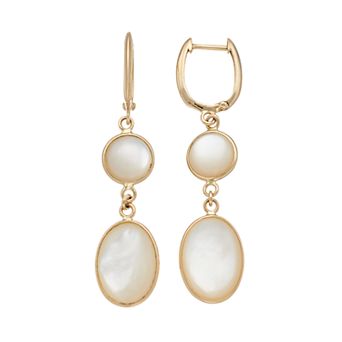 Jewelmak 14k Gold Mother-of-Pearl Drop Earrings
