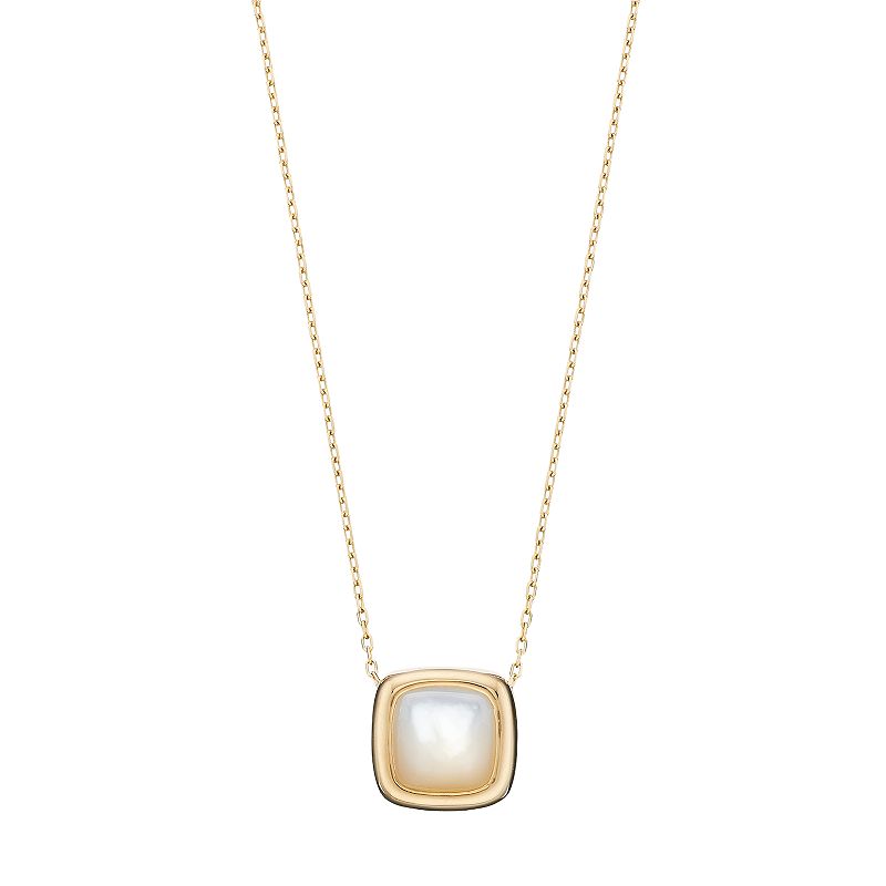 14k Gold Mother-of-Pearl Square Necklace, Womens, Size: 17, White