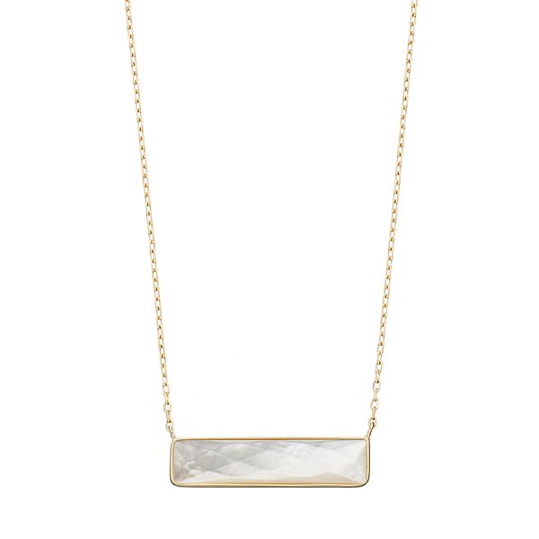Jewelmak 14k Gold Mother-of-Pearl Rectangle Necklace