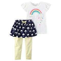 Baby Girl Carters Smile Rainbow Top Rain Cloud Pattern Skeggings Set