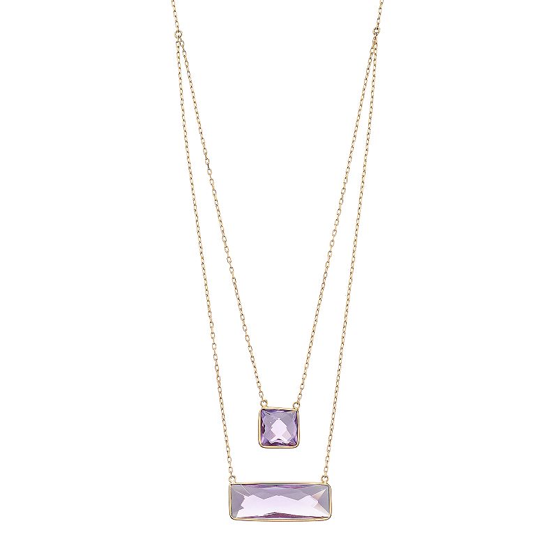 14k Gold Amethyst Geometric Swag Necklace, Womens, Size: 18, Purple