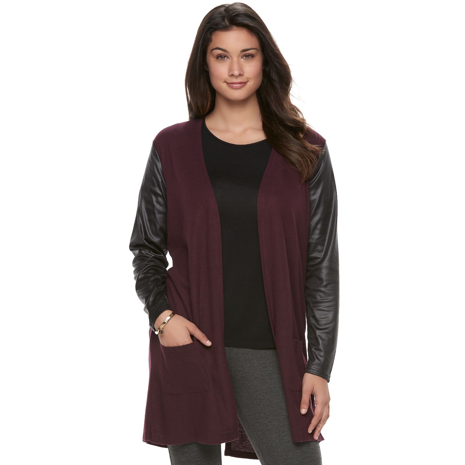 leather cardigan