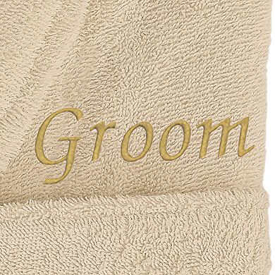 Linum Home Textiles "Groom" Embroidered Cotton Terry Bathrobe
