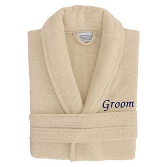 Linum Home Textiles "Groom" Embroidered Cotton Terry Bathrobe