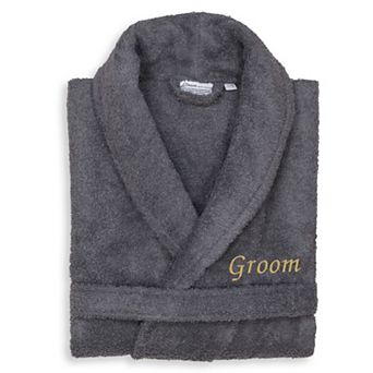 Linum Home Textiles "Groom" Embroidered Cotton Terry Bathrobe