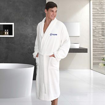 Linum Home Textiles "Groom" Embroidered Cotton Terry Bathrobe
