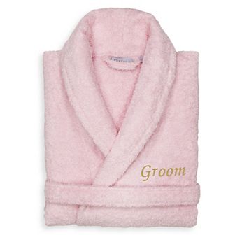Linum Home Textiles "Groom" Embroidered Cotton Terry Bathrobe