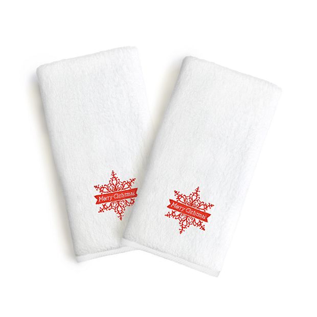 Linum Home Textiles Snowflake Holiday Embroidered Luxury 2 pack