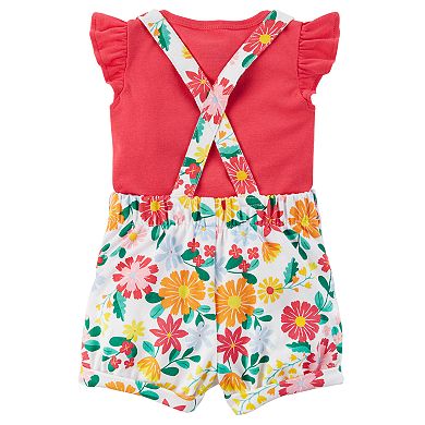 Baby Girl Carter's Floral French Terry Shortalls & Tee Set