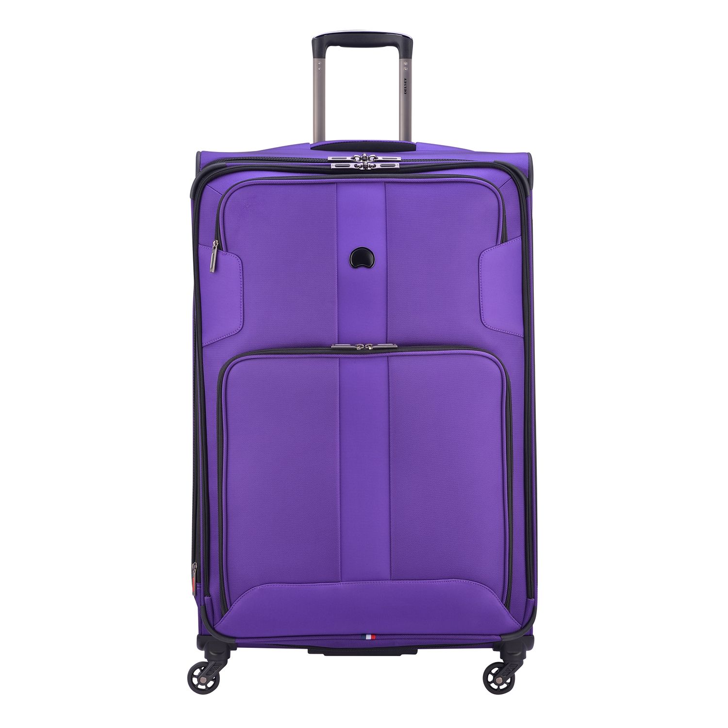 purple rolling suitcase