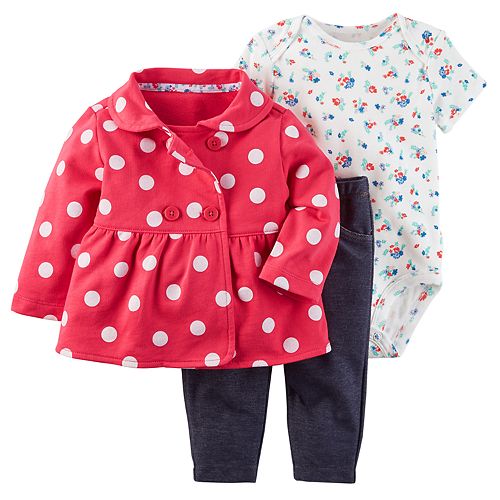 Baby Girl 3piece Jacket, Bodysuit & Pants Set