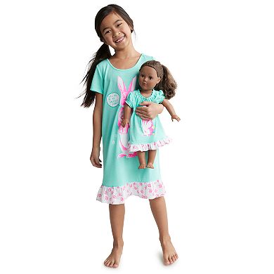 Girls 4-14 & Plus Size SO® Criss-Cross Back Graphic Nightgown & Doll Gown Set
