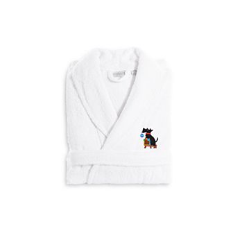 Linum Home Textiles Holiday Embroidered Luxury Terry Cotton Bathrobe