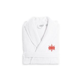 Linum Home Textiles Holiday Embroidered Luxury Terry Cotton Bathrobe
