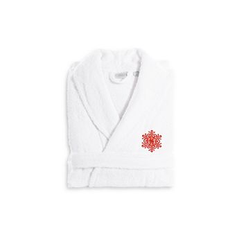 Linum Home Textiles Holiday Embroidered Luxury Terry Cotton Bathrobe